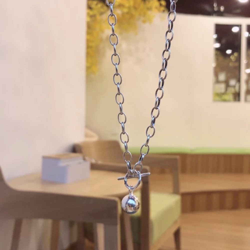18” NEW 925 STERLING SILVER ROUND BEAD PENDANT NECKLACE - Picture 4 of 6
